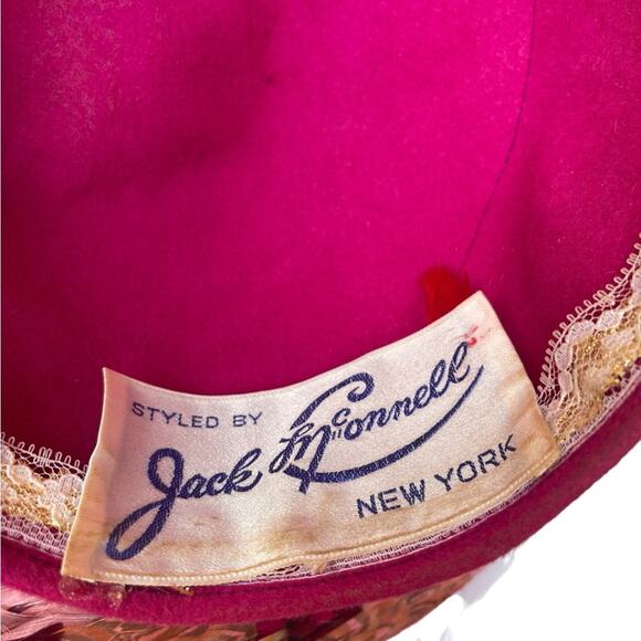 Jack Mcconnell New York Ladies Felt Hat W/ Feathers